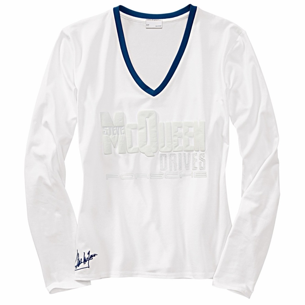 Porsche Women's long-sleeved shirt featuring a Steve McQueen™ design.